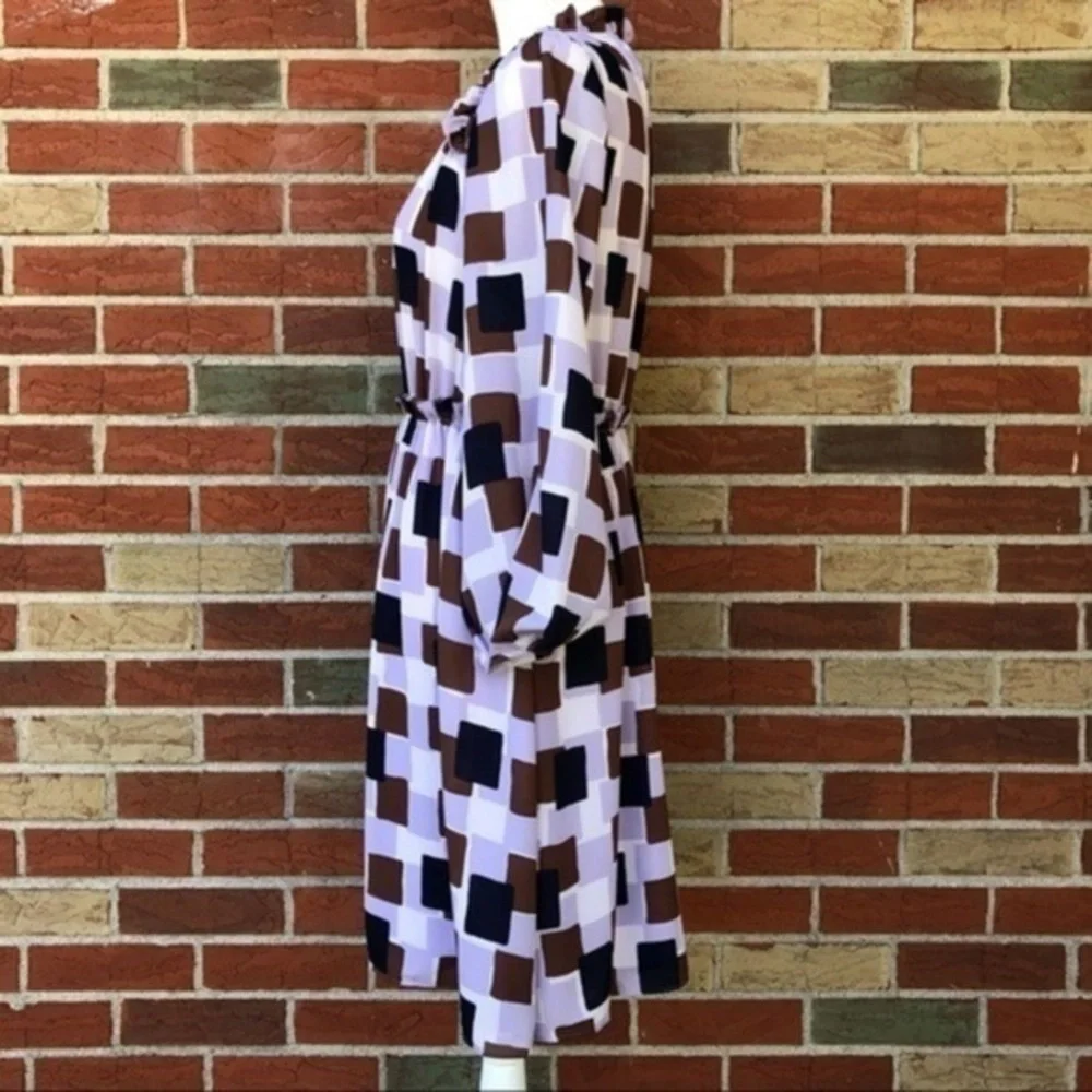 kate spade Ruffled Sheer Purple White Split/Long Sleeve Dress 👗